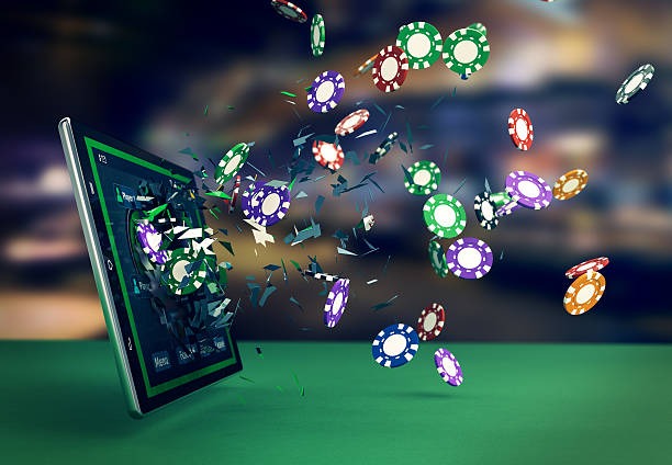 Live dealer at Casino Hold'em table showing community cards on felt